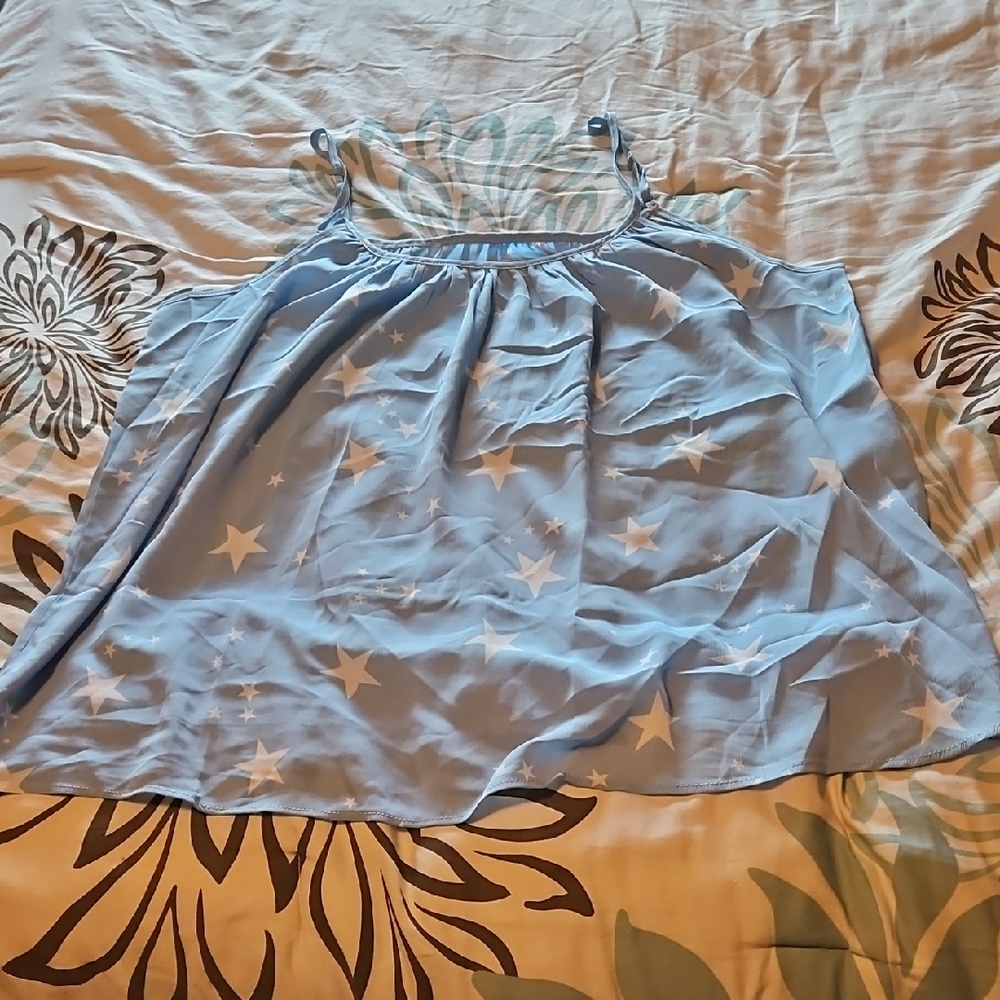 Blue Star Patterned Sleeveless Top